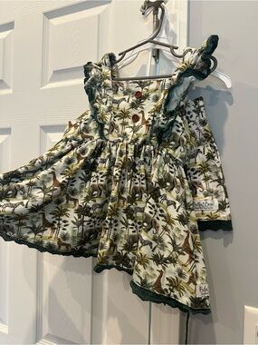 Safari Print Ruffle Strap Kids outfit - Green Bella & Omi